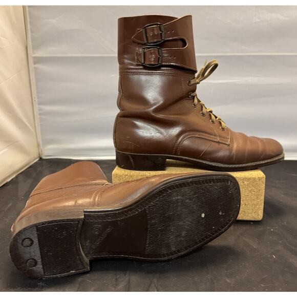 Kanon Brown Leather Military Boots 2-Buckle Sz 40 Mens 7.5 Womens 9 VTG 1960s main image 6